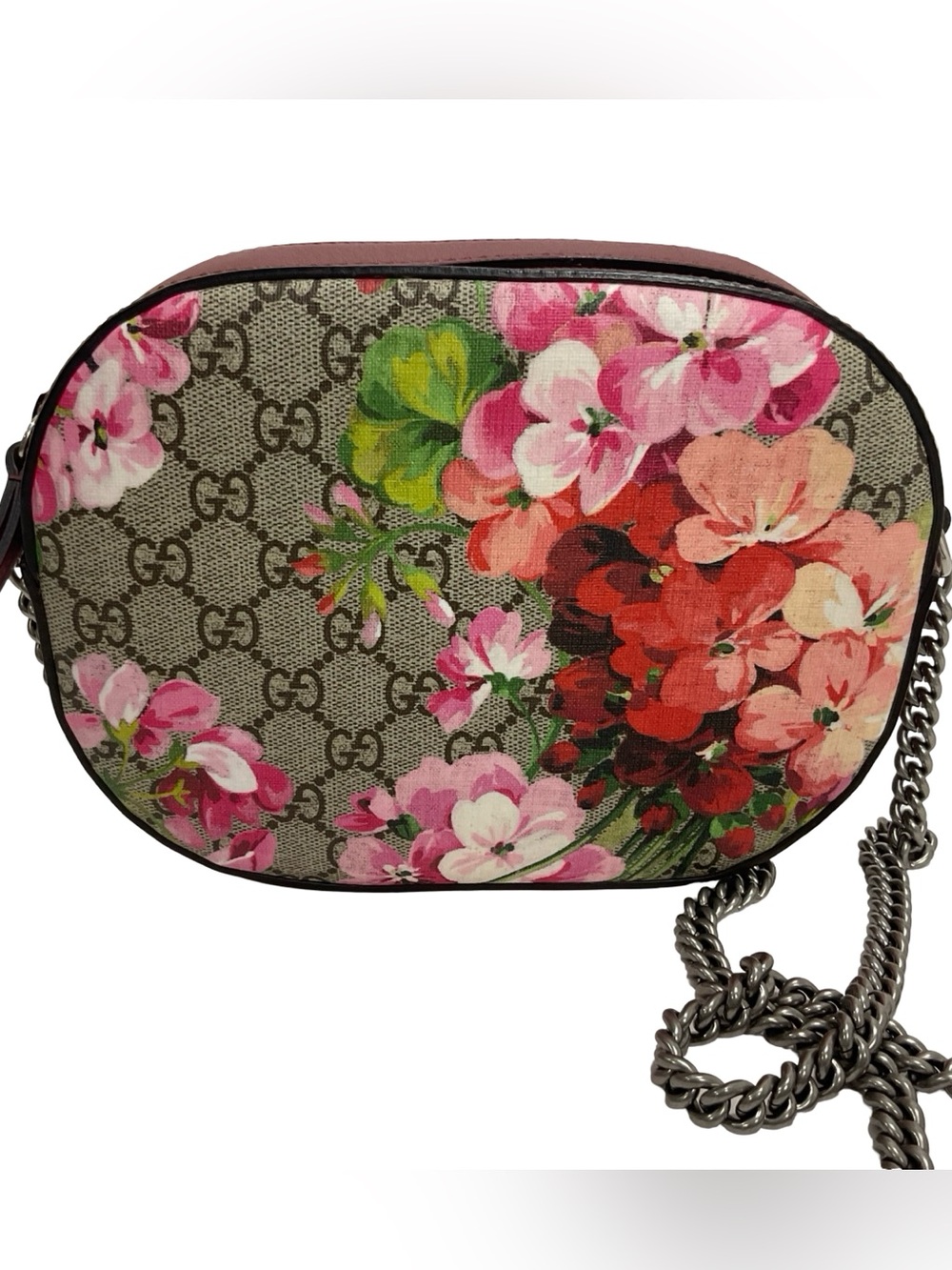 Gucci Mini GG Supreme Blooms Chain Crossbody With Dust Bag & Box